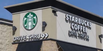 A Starbucks coffeehouse chain as seen in Noblesville, Indiana.