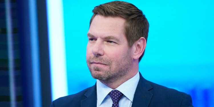 Rep. Eric Swalwell visits "The Story With Martha MacCallum" at Fox News Channel Studios on July 22, 2024, in New York City.