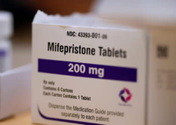 Mifepristone tablets sit on a table at a Planned Parenthood clinic in Ames, Iowa, on July 18, 2024.