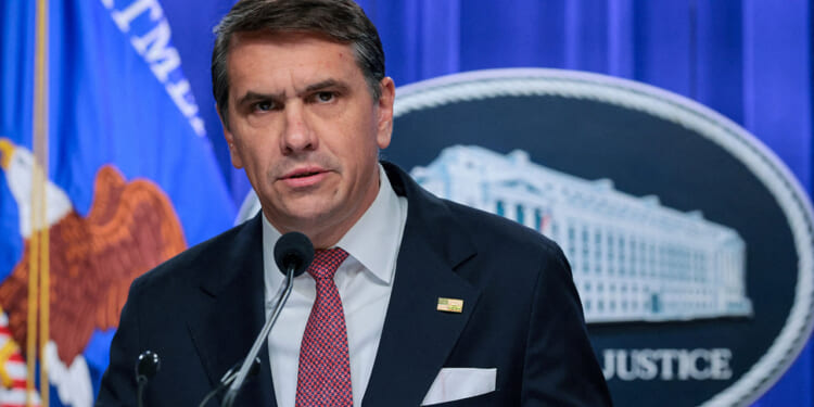 Acting Attorney General Todd Blanche leads a news conference, May 4, 2026. (REUTERS/Jonathan Ernst)