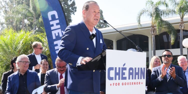 Dr. Ché Ahn attends a rally to announce his candidacy for California governor on Aug. 2 in Pasadena, California.