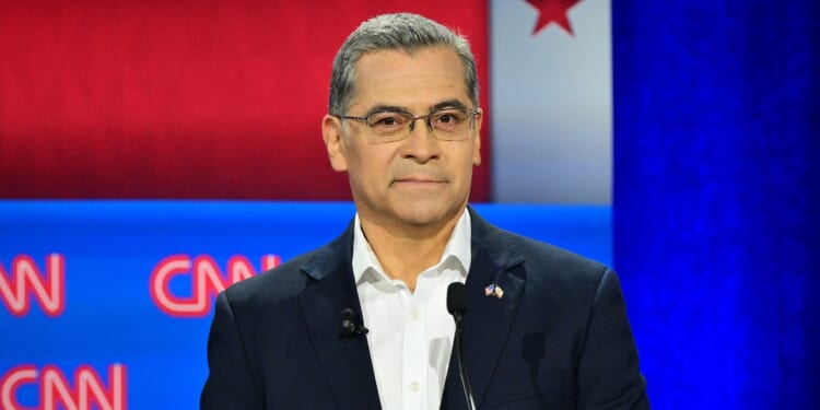Democratic candidate Xavier Becerra participates in a California gubernatorial debate.