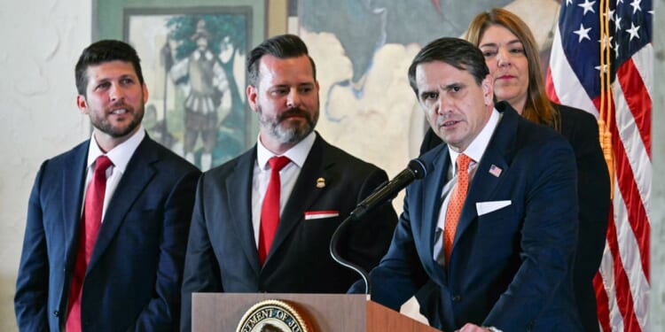 Acting Attorney General Todd Blanche speaks during a news conference announcing the indictment of former Cuban president Raul Castro, at the Freedom Tower in Miami, Florida, on May 20, 2026.