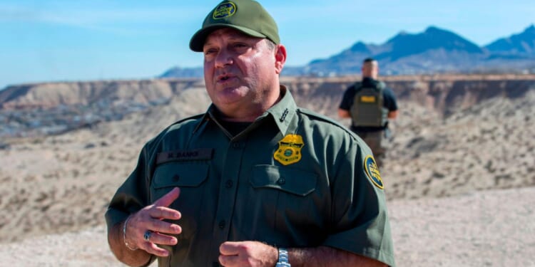 Border Patrol Chief Michael Banks is pictured speaking to reporters Feb. 3, 2025, during a visit to the U.S.-Mexico border by Defense Secretary Pete Hegseth in Sunland Park, New Mexico.