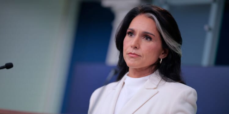 Director of National Intelligence Tulsi Gabbard talks to reporters in the Brady Press Briefing Room at the White House on July 23, 2025, in Washington, D.C.