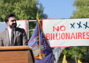 New York City Mayor Zohran Mamdani speaks at a rally in Washington Square Park for May Day on May 01, 2026 in New York City. Across the country and around the world, demonstrations are taking place on May Day, which marks International Workers’ Day (Labor Day), when workers, unions, students, and others march for better working conditions, wage increases, and other political issues. . (Photo by Spencer Platt/Getty Images)