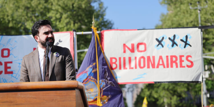 New York City Mayor Zohran Mamdani speaks at a rally in Washington Square Park for May Day on May 01, 2026 in New York City. Across the country and around the world, demonstrations are taking place on May Day, which marks International Workers’ Day (Labor Day), when workers, unions, students, and others march for better working conditions, wage increases, and other political issues. . (Photo by Spencer Platt/Getty Images)