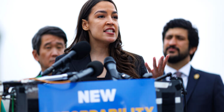 Rep. Alexandria Ocasio-Cortez, D-N.Y., speaks at a "New Affordability Agenda" rally.