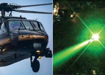 The man admitted pointing his high-powered laser at the helicopter.
