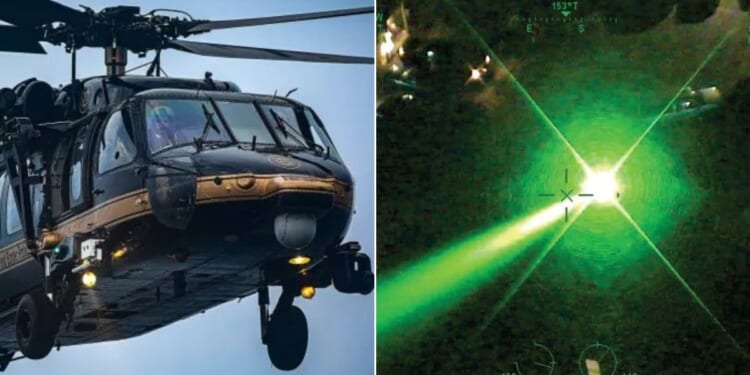 The man admitted pointing his high-powered laser at the helicopter.