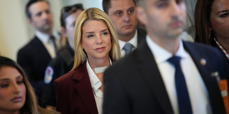 Pam Bondi Walking with Bandage on her Neck