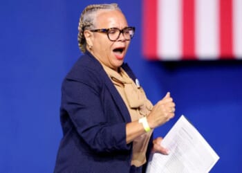 Charlotte, North Carolina, Mayor Vi Lyles prepares to speak during a campaign event for then-Democratic presidential nominee Vice President Kamala Harris in a file photo dated Sept. 12, 2024.