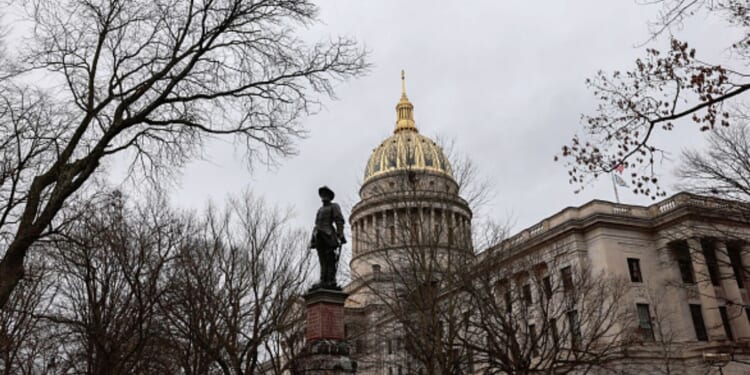 The West Virginian State Capitol stands on January 1, 2020 as preparations are underway for Jim Justice’s gubernatorial inauguration.