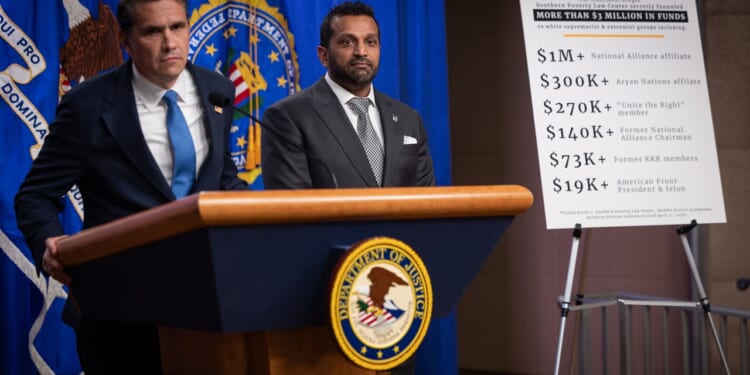 Kash Patel and Todd Blanche at a press conference