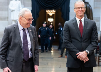 Chuck Schumer and John Thune in the Capitol.