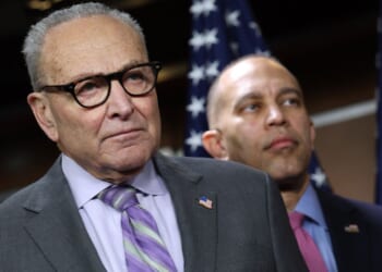 Senate Minority Leader Chuck Schumer and House Minority Leader Hakeem Jeffries, both New York Democrats, seen in a February photo, couldn't have been happy about the contents of a Democratic National Committee "autopsy" on the 2024 general election released this week, which analyzed the massive losses experienced by the Democratic Party over the past 15 years.