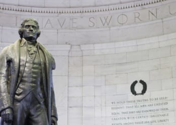 A statue of Thomas Jefferson in the Jefferson Memorial.