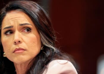 Director of National Intelligence Tulsi Gabbard looks on during a House Select Intelligence Committee hearing on March 19, 2026 in Washington, DC.