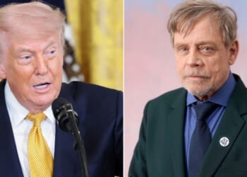 Veteran actor Mark Hamill, right, drew attention with a social media post many interpreted as a threat against President Donald Trump.