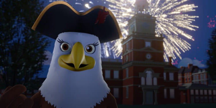 Image shows Liberty the Eagle from the movie "Star Spangled Adventures."