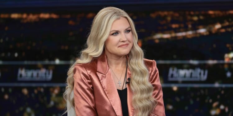 Erika Kirk discusses the newly released book "Stop, In The Name of God: Why Honoring The Sabbath Will Transform Your Life" on "Hannity" at Fox News Channel Studios on Dec. 8, 2025, in New York City.
