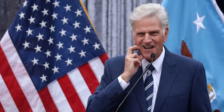 Franklin Graham delivers a sermon during a Christmas service at the Pentagon on Dec. 17, 2025, in Arlington, Virginia.