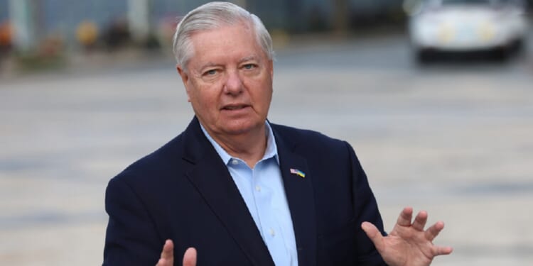 U.S. Senator Lindsey Graham, pictured in a May 2025 file photo from Kyiv.