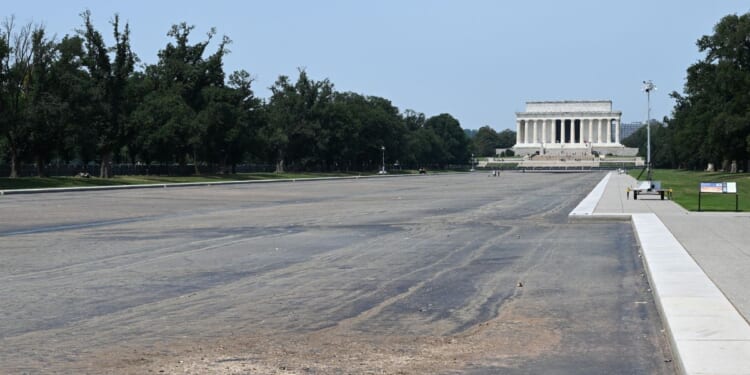 A view of the Lincoln Memorial Reflecting Pool on the National Mall in Washington, D.C., on July 15, 2026.
