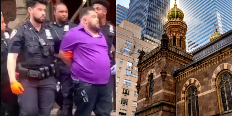 New York police arrested Larry Montes, 46, of the Bronx in connection with the attack in Manhattan’s Central Synagogue.