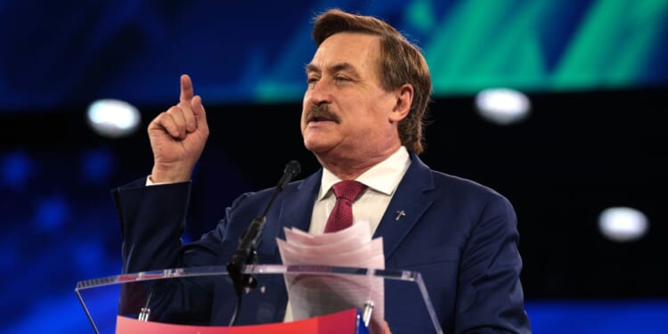 MyPillow CEO Mike Lindell speaks at the Conservative Political Action Conference at the Gaylord National Resort Hotel And Convention Center on Feb. 21, 2025, in Oxon Hill, Maryland.