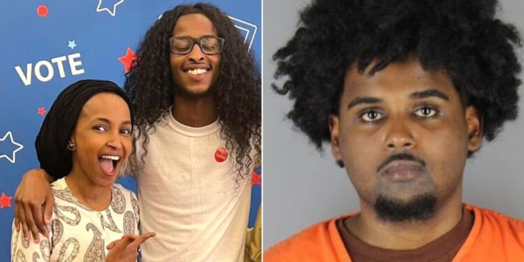 Rep. Ilhan Omar, a Minnesota Democrat, left, is pictured with her son Adnan. At right, Adnan's roommate, Abdulrahman Abdi, was arrested after police raided the apartment shared by the two young men.