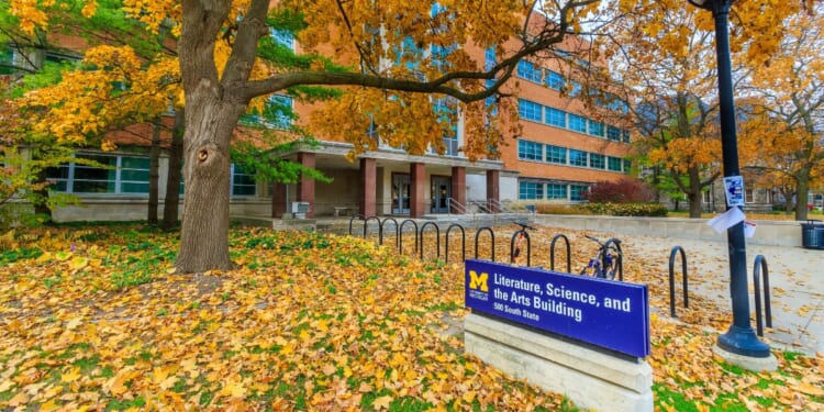 The Literature Science And The Arts Building on the University of Michigan campus in Ann Arbor, Michigan, on Nov. 8, 2020.