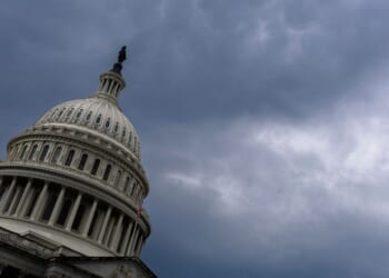 The sky clears behind the U.S. Capitol after rainy weather on Sept. 2, 2026, in Washington, D.C.