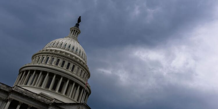 The sky clears behind the U.S. Capitol after rainy weather on Sept. 2, 2026, in Washington, D.C.
