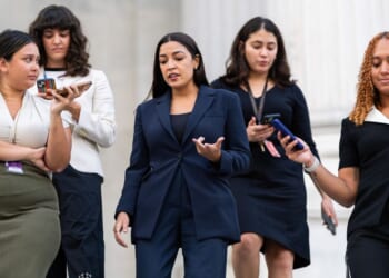 Rep. Alexandria Ocasio-Cortez , a New York Democrat, speaks to the media Aug. 31 outside of the U.S. Capitol in Washington, D.C.