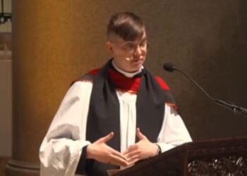 Flourish Klink, an Episcopal priestess in New York City, is seen in a Sept. 23, 2026, video posted to social media.