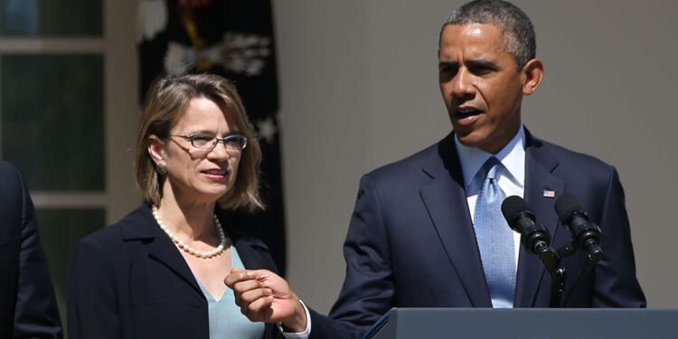 President Barack Obama, right, is pictured in a file photo dated June 4, 2013, announcing the nomination of Cornelia T. L. Pillard, left, to be a federal judge.