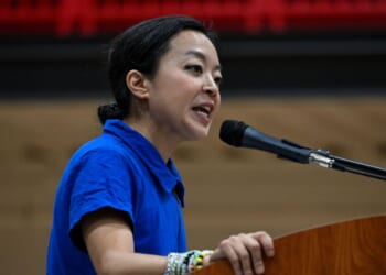 Wisconsin Democratic gubernatorial candidate Francesca Hong speaks during a campaign rally on Aug. 2, 2026, in Milwaukee, Wisconsin.