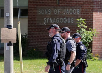 Up to 30 shots fired after man opened fire outside Ontario synagogue