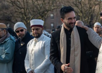 New York City Mayor Zohran Mamdani attends Eid al-Fitr prayers at Brooklyn's Prospect Park on March 20, 2026, in New York City.