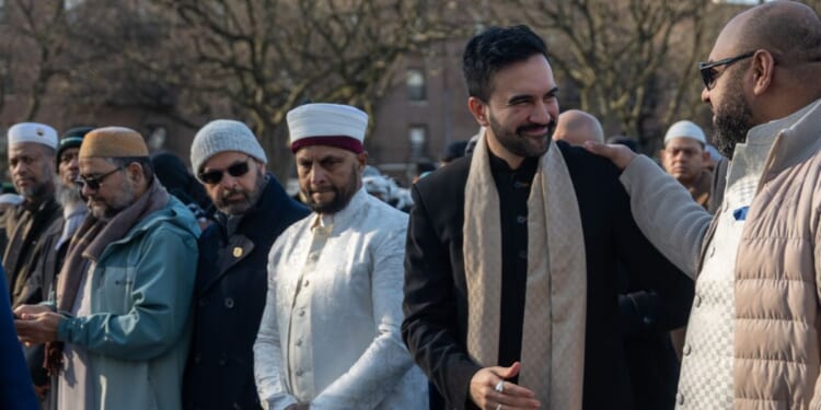 New York City Mayor Zohran Mamdani attends Eid al-Fitr prayers at Brooklyn's Prospect Park on March 20, 2026, in New York City.