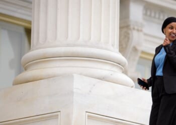 Rep. Ilhan Omar arrives for the last votes of the week at the U.S. Capitol Building on May 21, 2026, in Washington, D.C.