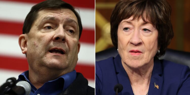 An ad for Maine GOP Sen. Susan Collins, right, attacking her Democrat opponent Troy Jackson, left, accidentally ran in Portland, Oregon, instead of Portland, Maine.