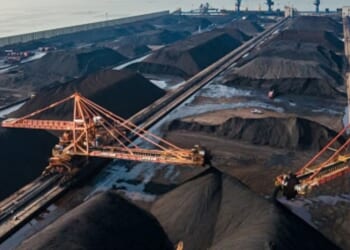 A coal processing plant is pictured from above.