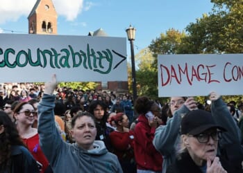 Hundreds of Cornell students participate in a rally Monday against the university’s actions after a student was sexually assaulted at a campus fraternity in Ithaca, New York, in 2024.