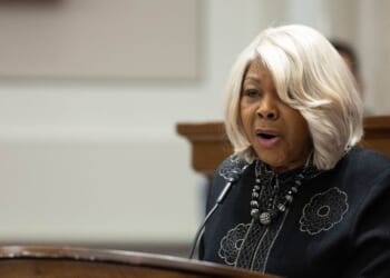 Sen. Louise Lucas speaks during the investiture ceremony of Chief Justice Cleo Powell in the chamber of the Supreme Court of Virginia, on March 2, 2026, in Richmond, Virginia.