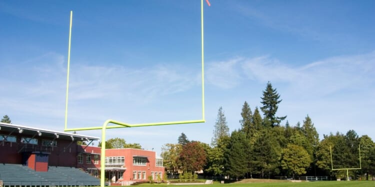 A high school football field.