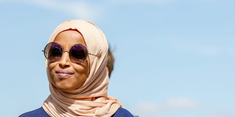 Rep. Ilhan Omar attends a press conference held to celebrate President Joe Biden cancelling student debt on Capitol Hill on Sept. 29, 2022, in Washington, D.C.