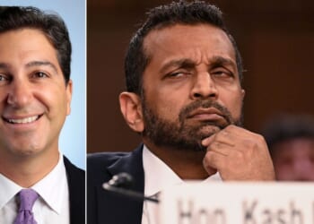 MS NOW's Ken Dilanian, left, boasted Wednesday that his network is "transparent about when we make errors." Dilanian had to publicly apologize for his erroneous reporting that FBI Director Kash Patel was in Russia.