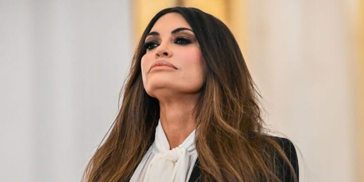 US Ambassador to Greece Kimberly Guilfoyle arrives at the Greek Presidential Palace in Athens on Nov. 4, 2025.